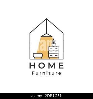 Logo de maison, lampe, étagère de tiroir, maison mobilier logo designs concept Vector, modèle de logo de meuble Illustration de Vecteur