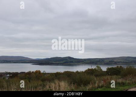 Vue depuis le cimetière Knocknairshill - Greenock, Écosse Banque D'Images