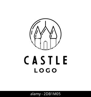 Design simple et minimaliste du logo d'art Castle Line inspiré Illustration de Vecteur