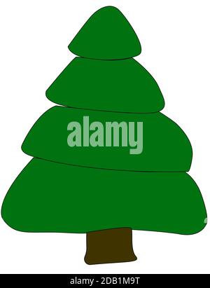 SAPIN DE NOËL VERT SUR FOND BLANC. Illustration de Vecteur