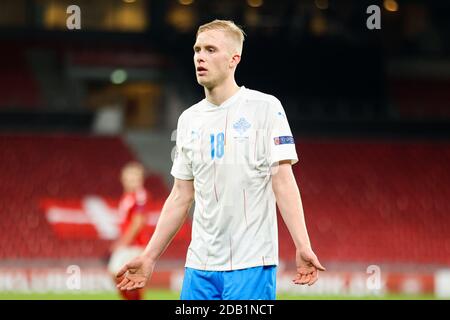 Copenhague, Danemark. 15 novembre 2020. Hördur Magnusson (18) d'Islande vu lors du match de la Ligue des Nations entre le Danemark et l'Islande le jour d'allumette 5 du groupe B à Parken, Copenhague. (Crédit photo : Gonzales photo/Alamy Live News Banque D'Images