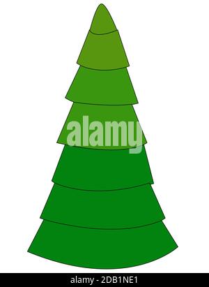 SAPIN DE NOËL VERT SUR FOND BLANC. Illustration de Vecteur