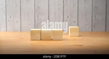 cubes en bois vides pour messages et icônes sur bois arrière-plan - illustration 3d Banque D'Images