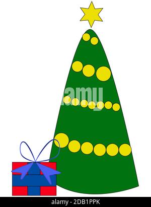 Arbre de Noël sur fond bleu vector illustration Illustration de Vecteur