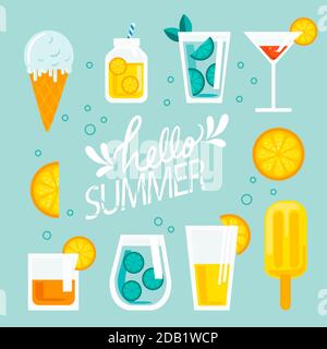 Hello Summer Flat design Vector illustration Illustration de Vecteur