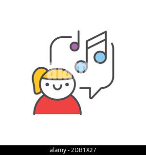 Icône de ligne de couleurs pour l'école de musique pour enfants. Pictogramme pour page Web, application mobile, Promo. Illustration de Vecteur