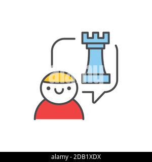 Icône de ligne de couleurs pour le studio d'échecs pour enfants. Pictogramme pour page Web, application mobile, Promo. Illustration de Vecteur