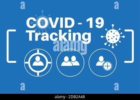 Covid-19 Tracking - Illustration vectorielle sur fond bleu Illustration de Vecteur