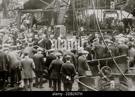 Catastrophe de la mine de charbon Sengenydd, Sengenydd, pays de Galles. 439 hommes sont morts dans une explosion ou d'être piégés dans les arbres endommagés le 14 octobre 1913. Banque D'Images