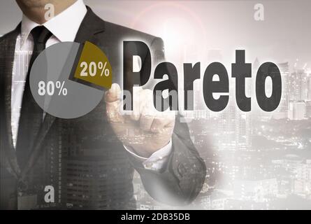 Pareto is shown by businessman concept. Stock Photo