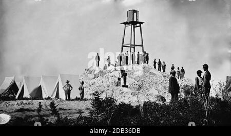 Morris Island (environs), Caroline du Sud. Ruines du phare de Charleston. Banque D'Images