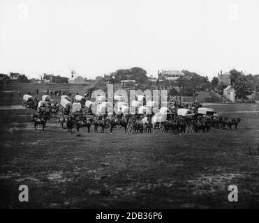 Richmond, Virginie train de chariots du corps militaire de télégraphe. Banque D'Images