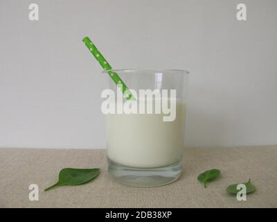 Un verre d'ayran fait de yaourt, d'eau glacée et de sel Banque D'Images