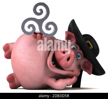 Fun Pig - 3D Illustration Banque D'Images