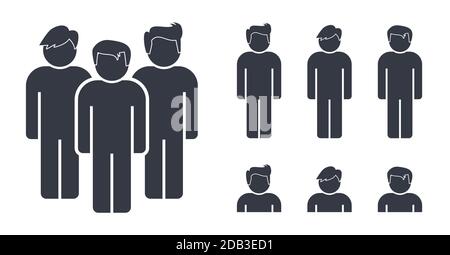 Icônes de différentes personnes pour la foule ou le groupe d'amis de l'équipe symboles de thème Illustration de Vecteur