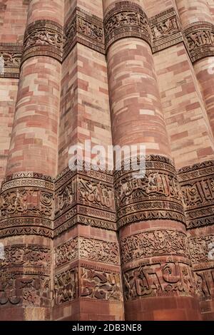 Delhi, lieux historiques, architecture, Qutb Minar, Red fort Banque D'Images