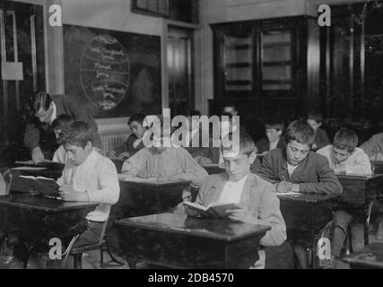 Une heure chargée - la classe de vapeur dans l'école Hancock. Banque D'Images