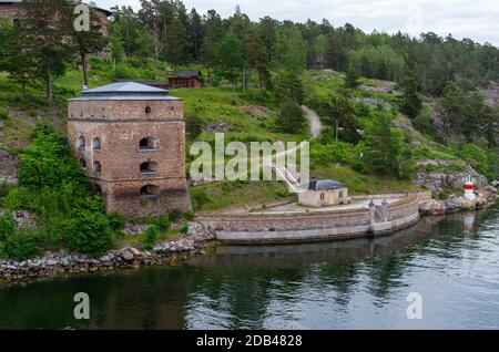 Les tours de la forteresse de Frederiksborg, fortification en Oxdjupet, l'entrée de Stockholm. Il a été achevé en 1735 Banque D'Images