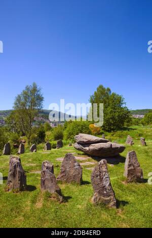 Complexe bardique y Garreg Siglo, pierres Gorsedd anciennes, Pontypridd, Rhondda Cynon Taff, pays de Galles du Sud, Royaume-Uni Banque D'Images