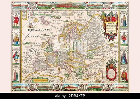 La famille Visscher était la force dominante dans la cartographie au plus fort de l'âge d'or de la cartographie néerlandaise. Ils étaient connus dans toute l'Europe pour leur connaissance géographique avancée et pour l'ornementation artistique de leurs œuvres. Ils ont été l'un des principaux éditeurs d'Amsterdam pendant près d'un siècle. Banque D'Images