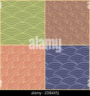 Jeu de quatre courbes d'arrière-plan sans couture. Illustration de Vecteur