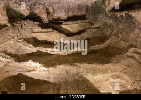 Tombes érodées, catacombes de Saint Paul, Hal-Bajjada, IR-Rabat, de la période phénicienne-punique, Malte Banque D'Images