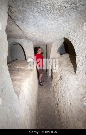 Catacombes de Saint Paul, Hal-Bajjada, IR-Rabat, de la période phénicienne-punique, Malte Banque D'Images