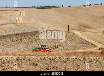 Pienza, Italie - 13 septembre 2011: Le paysage rural de la Toscane. Italie Banque D'Images