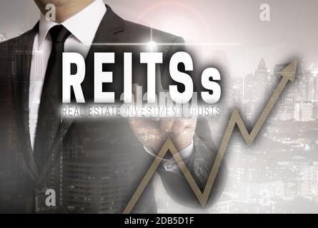 Les REIT sont présentés par le concept d'homme d'affaires. Banque D'Images