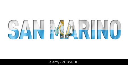 Police texte drapeau Saint-Marin. Arrière-plan du symbole national Banque D'Images