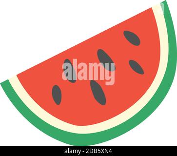 Icône en forme de tranche de pastèque fraîche, dessin animé et style plat Illustration de Vecteur