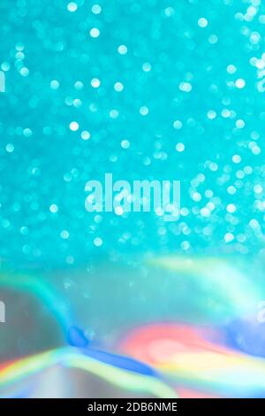 Abstrait mixte holographique bleu ai aqua flou scintillant fond brillant. Film arc-en-ciel au néon liquide style licorne. Style bokeh brillant. Festiv Banque D'Images