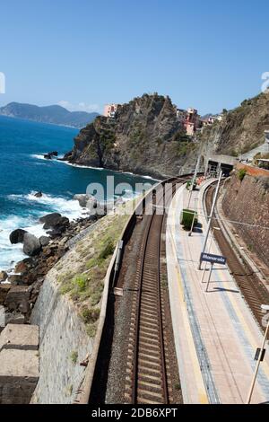 La gare de Manarola à Cinque Terre Banque D'Images