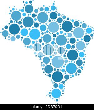 Brasil carte mosaïque de cercles dans différentes tailles. Carte vectorielle en pointillés bleus sur fond blanc. Illustration de Vecteur