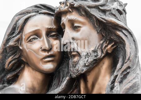 Jésus et Marie. Mère Marie portant son fils Jésus. Banque D'Images