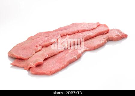 Escalope de Veau Viande crue isolé blanc Banque D'Images