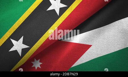 Saint-Kitts-et-Nevis et Jordan deux drapeaux tissu textile, texture textile Banque D'Images