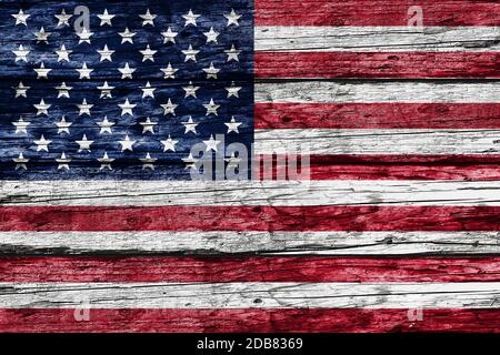 Drapeau américain sur fond de bois rustique ancien Banque D'Images