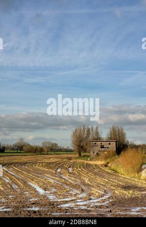 Old shed le long de la rivière Giessen près de Hoogblokland dans la région de l'Alblasserwaard Néerlandais Banque D'Images