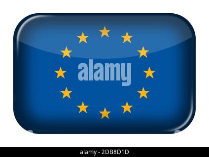 Bouton rectangulaire de l'icône Web du drapeau de l'Union européenne avec masque Banque D'Images