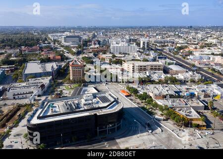 Vue aérienne du centre-ville de Culver City, Californie Banque D'Images