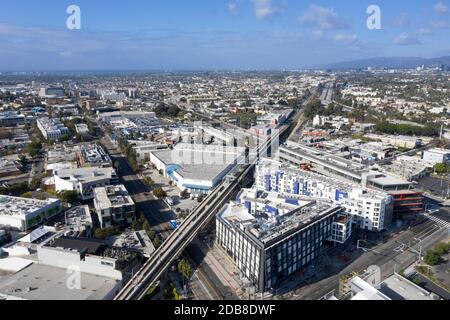 Vue aérienne du centre-ville de Culver City, Californie Banque D'Images