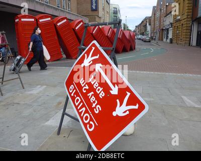 Signalisation Covid-19 pendant la pandémie 2020. Banque D'Images