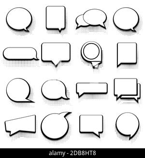 Jeu d'icônes de parole à bulles de demi-teinte vectorielles modernes Illustration de Vecteur