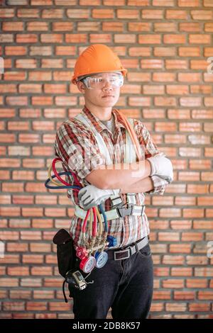 Portrait d'un ingénieur sur un chantier de construction, Thaïlande Banque D'Images