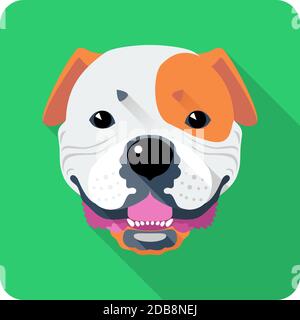 Vector smiling dog American Bulldog design plat icône Banque D'Images