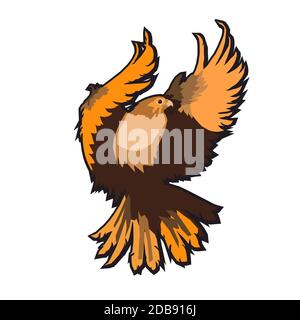 Emblème d'aigle isolé sur une illustration vectorielle blanche. Symbole américain de la liberté. Banque D'Images