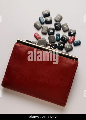 Porte-monnaie pour femmes avec touches de calculatrice Banque D'Images