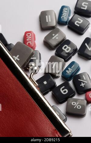 Porte-monnaie pour femmes avec touches de calculatrice Banque D'Images