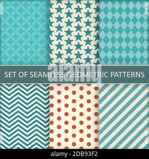 Ensemble de motifs géométriques sans couture. Illustration de Vecteur